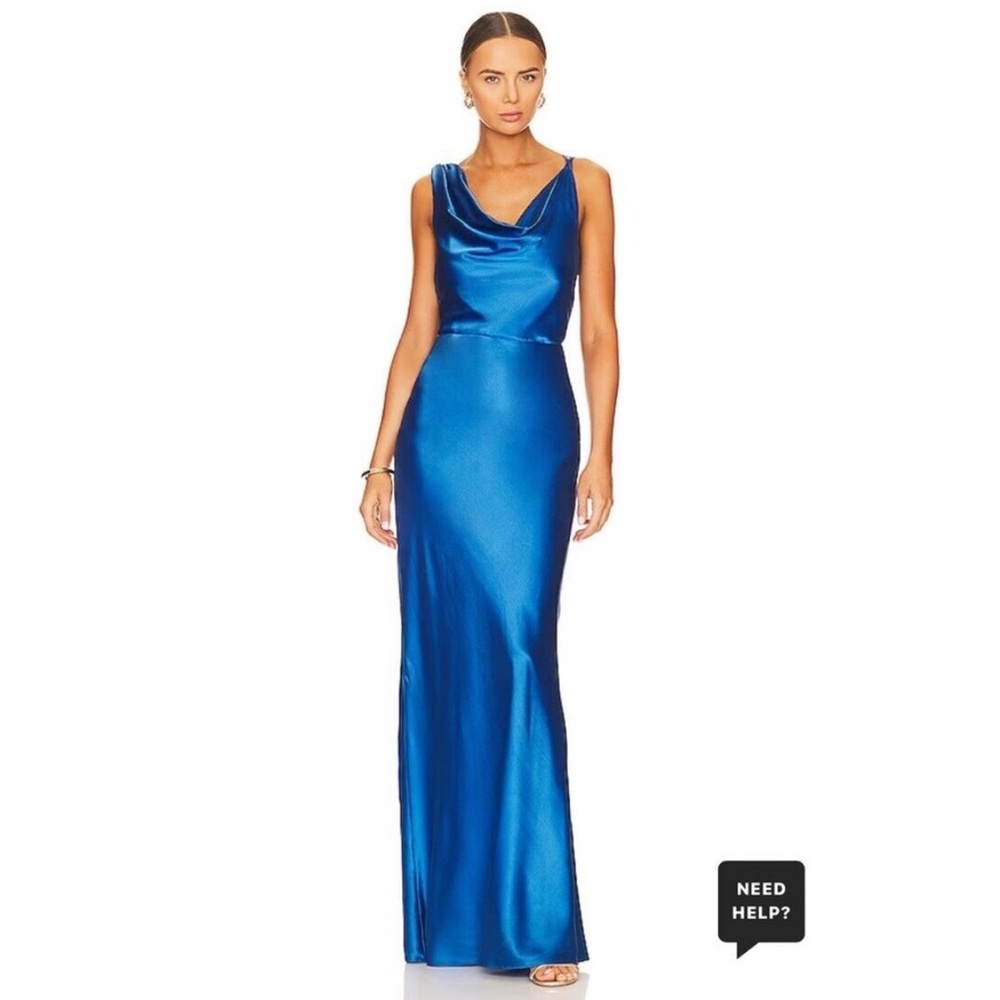 Veronica Beard Sanderson Satin Cowlneck Gown size 6 Azure Blue